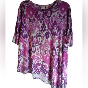 Chicos Purple And White Womens Top Size Chicos 3 Office Work Vacation Festival